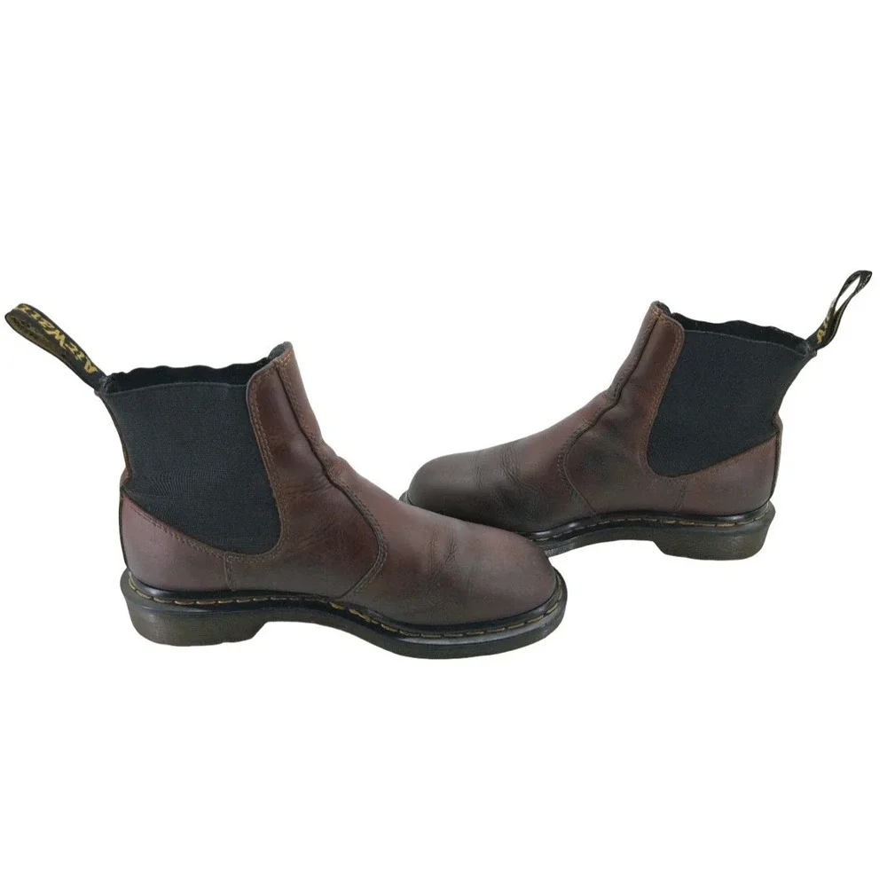 Dr Martens Hardy Chelsea Boots Mens Size 8 Brown Leather Pull On Ankle Casual